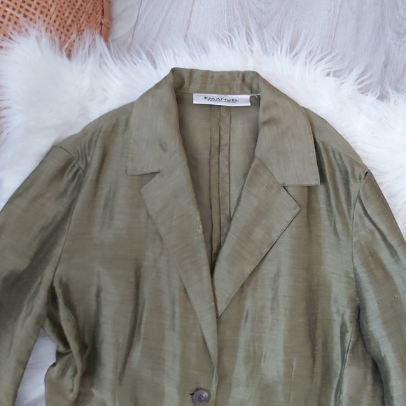 Emanuel Ungaro Linen-Blend Dustier Blazer Jacket - Picture 4 of 10